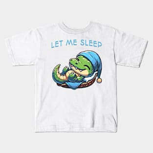 Let me sleep | Cute funny crocodile sleeping in a hammock Kids T-Shirt